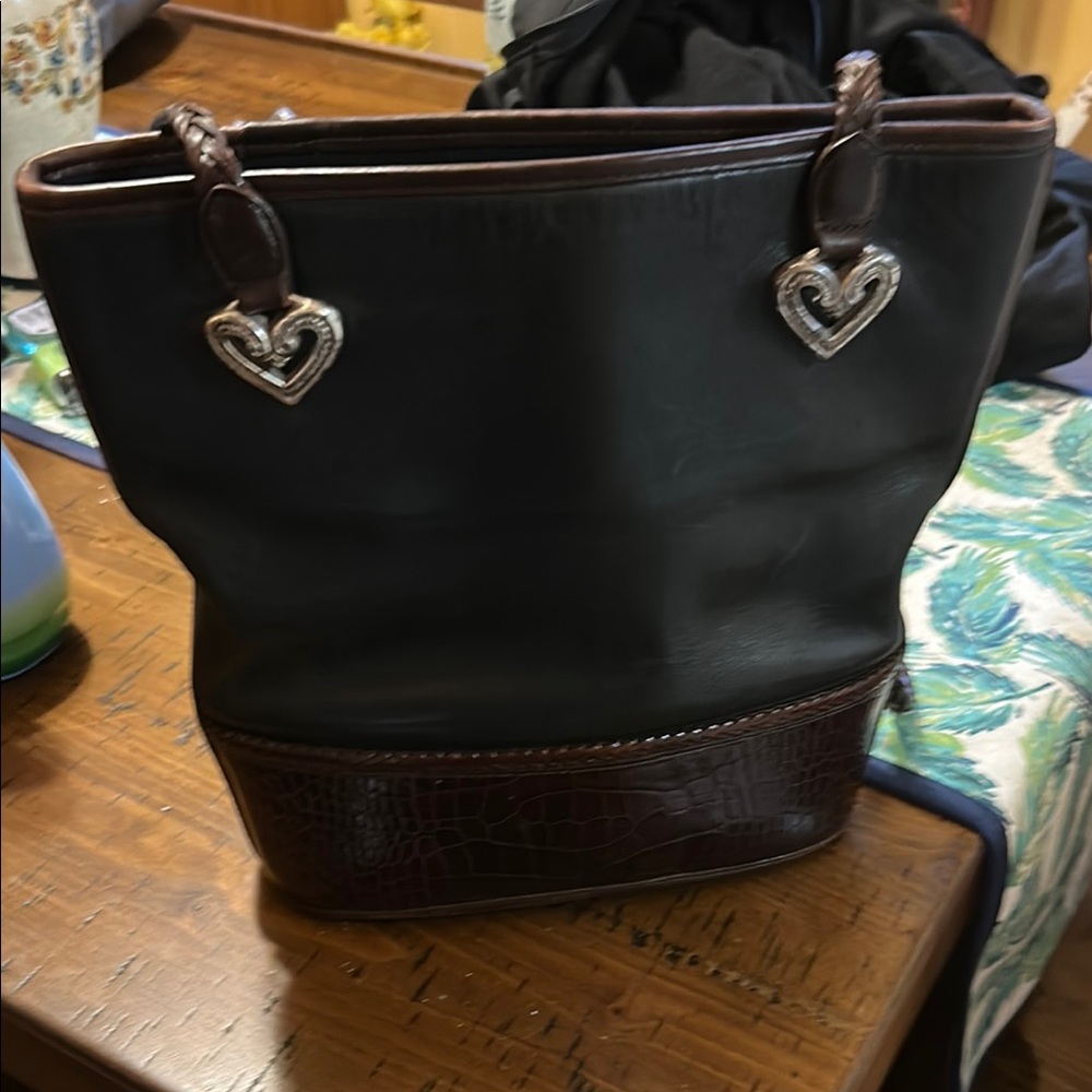 Brighton black and tan tote bag